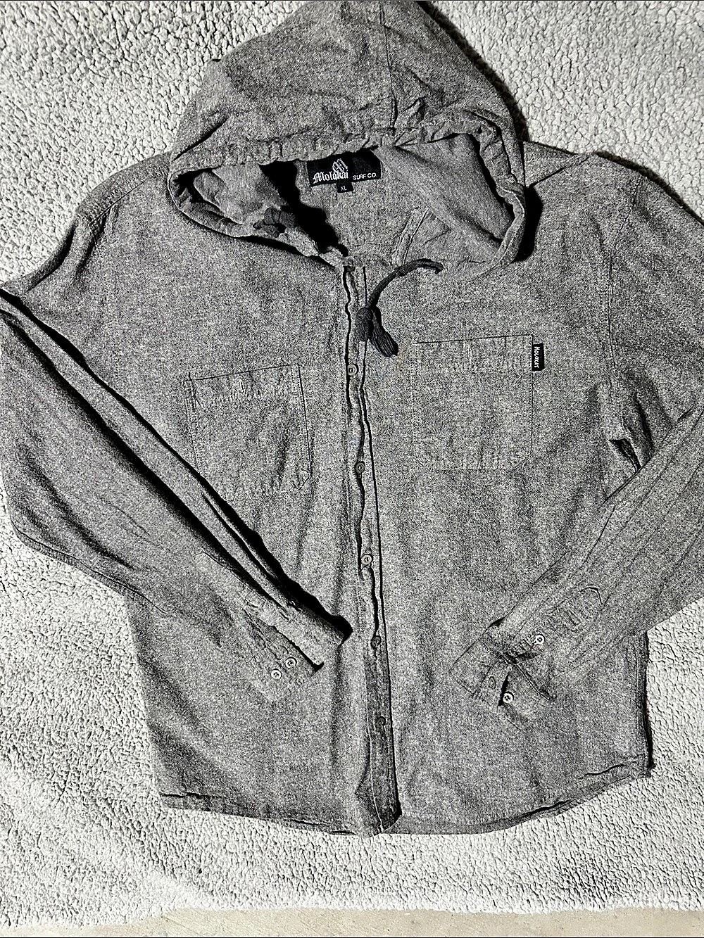 Molokai Surf Co Men’s Gray Hooded Button Up Shirt Jacket Size XL